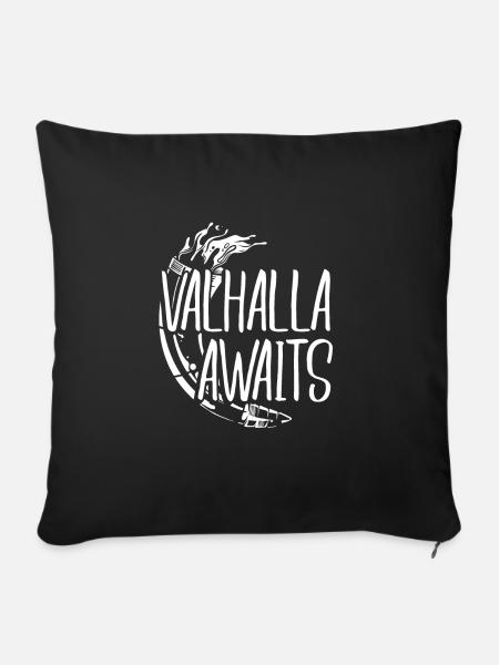 Walhalla wartet Horn - Sofakissenbezug 45 x 45 cm - Schwarz