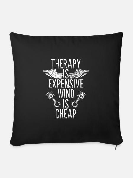 Therapie Oder Bikerwind - Sofakissenbezug 45 x 45 cm - Schwarz