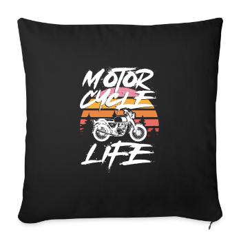 Motorcycle life in retro - Sofa pillowcase 17,3'' x 17,3'' (45 x 45 cm) - black - Front