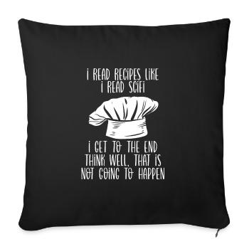 Je lis des recettes de cuisine - Housse de coussin décorative 45 x 45 cm - noir - Devant