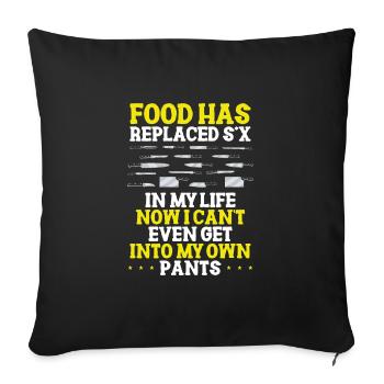 La nourriture a remplacé le sexe - Housse de coussin décorative 45 x 45 cm - noir - Devant