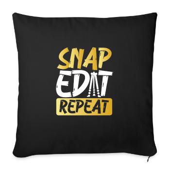 Snap Edit Repeat - Sofa pillowcase 17,3'' x 17,3'' (45 x 45 cm) - black - Front
