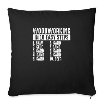 Woodworking in simple steps - Sofa pillowcase 17,3'' x 17,3'' (45 x 45 cm) - black - Front