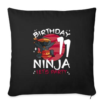 Ninja mignon pour son 11e anniversaire - Housse de coussin décorative 45 x 45 cm - noir - Devant