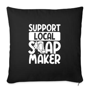 Soutenir le local - Housse de coussin décorative 45 x 45 cm - noir - Devant