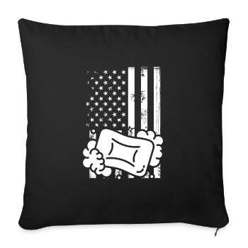 Production de savon sur un drapeau américain - Housse de coussin décorative 45 x 45 cm - noir - Devant