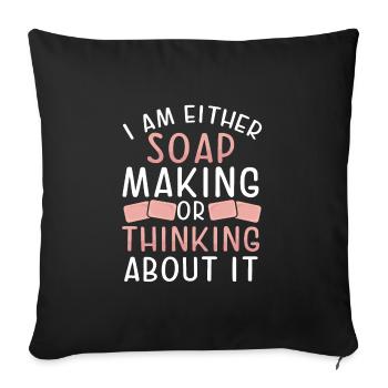 Faire du savon ou y penser - Housse de coussin décorative 45 x 45 cm - noir - Devant