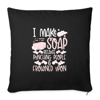 je fais du savon - Housse de coussin décorative 45 x 45 cm - noir - Devant