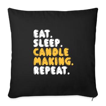 Eat Sleep Candles Repeat - Sofa pillowcase 17,3'' x 17,3'' (45 x 45 cm) - black - Front