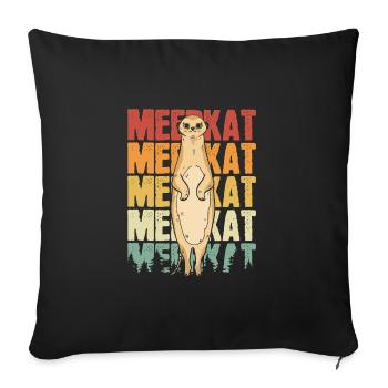 Suricates vintage - Housse de coussin décorative 45 x 45 cm - noir - Devant
