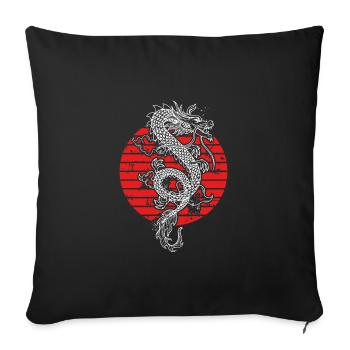 Fear Me, Dragon Red Sun - Sofa pillowcase 17,3'' x 17,3'' (45 x 45 cm) - black - Front