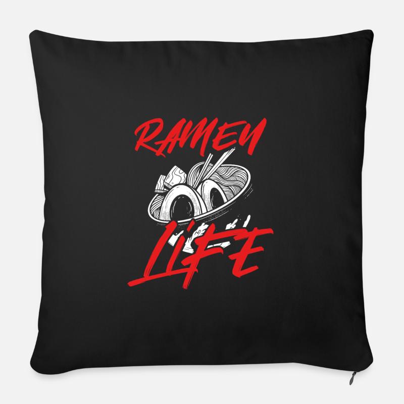Weiße Ramen Leben - Sofakissenbezug 45 x 45 cm - Schwarz