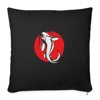 Carpe Koi blanche - Housse de coussin décorative 45 x 45 cm - noir - Devant
