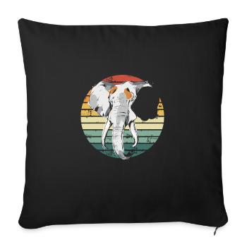 Elefant in Retro Vintage - Sofakissenbezug 45 x 45 cm - Schwarz - Vorne