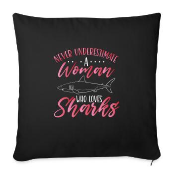 Une femme qui aime les requins - Housse de coussin décorative 45 x 45 cm - noir - Devant