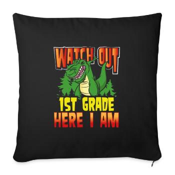 T Rex 1ère classe Me voici - Housse de coussin décorative 45 x 45 cm - noir - Devant