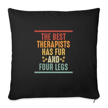 The best therapist is a dog - Sofa pillowcase 17,3'' x 17,3'' (45 x 45 cm) - black - Front