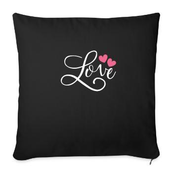 L’amour du cœur le jour de la Saint-Valentin - Housse de coussin décorative 45 x 45 cm - noir - Devant