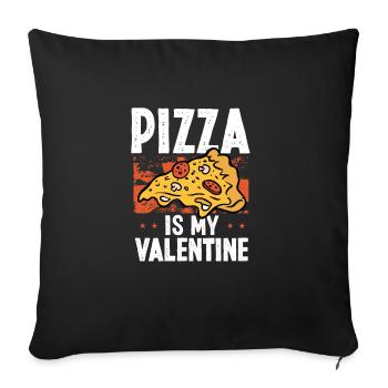 Manger de la pizza est ma Saint-Valentin - Housse de coussin décorative 45 x 45 cm - noir - Devant