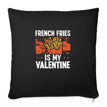 French fries food is my - Sofa pillowcase 17,3'' x 17,3'' (45 x 45 cm) - black - Front
