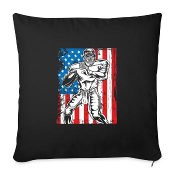Quaterback sur un drapeau des États-Unis - Housse de coussin décorative 45 x 45 cm - noir - Devant