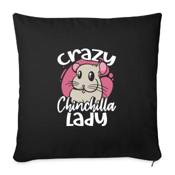Crazy Chinchilla Lady - Sofa pillowcase 17,3'' x 17,3'' (45 x 45 cm) - black - Front