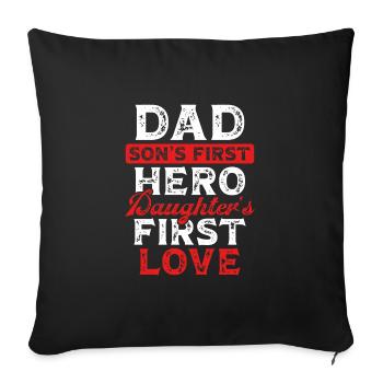 Papa Héros et Premier Amour - Housse de coussin décorative 45 x 45 cm - noir - Devant