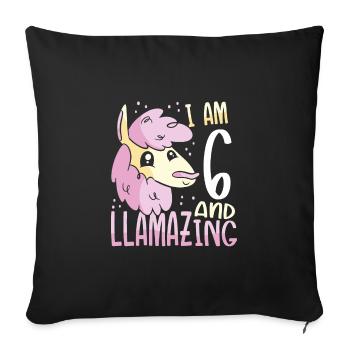 I Am A Six-Year-Old Lama - Sofa pillowcase 17,3'' x 17,3'' (45 x 45 cm) - black - Front