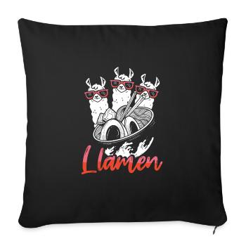 Eat llama ramen - Sofa pillowcase 17,3'' x 17,3'' (45 x 45 cm) - black - Front