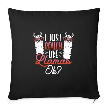 I like llamas very much - Sofa pillowcase 17,3'' x 17,3'' (45 x 45 cm) - black - Front
