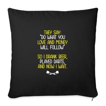 J’ai bu de la bière et des fléchettes - Housse de coussin décorative 45 x 45 cm - noir - Devant