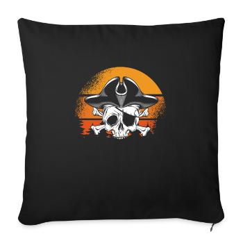 Crâne de Pirate Soleil rétro - Housse de coussin décorative 45 x 45 cm - noir - Devant