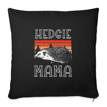 Nice hedgehog mother retro - Sofa pillowcase 17,3'' x 17,3'' (45 x 45 cm) - black - Front