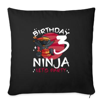 Ninja mignon pour le 3ème anniversaire - Housse de coussin décorative 45 x 45 cm - noir - Devant