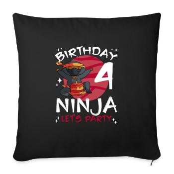 Cute Ninja for 4th Birthday - Sofa pillowcase 17,3'' x 17,3'' (45 x 45 cm) - black - Front