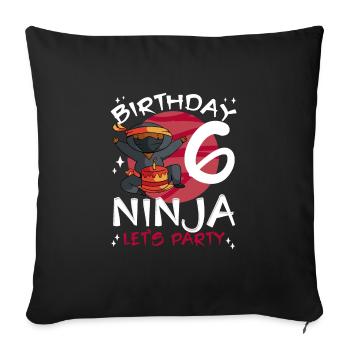 Ninja mignon pour le 6ème anniversaire - Housse de coussin décorative 45 x 45 cm - noir - Devant