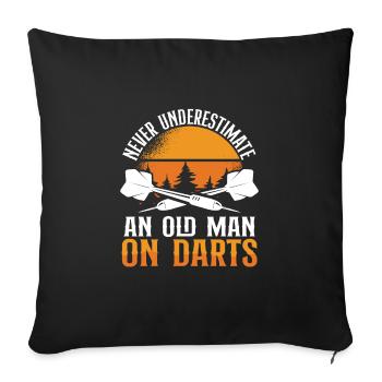 Fléchettes de vieil homme avec soleil - Housse de coussin décorative 45 x 45 cm - noir - Devant