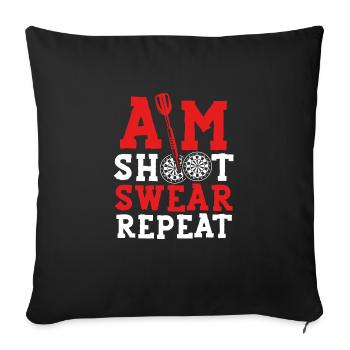 Tir à la cible, jurons, répétition - Housse de coussin décorative 45 x 45 cm - noir - Devant