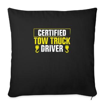 Zertifizierter Abschleppwagenfahrer - Sofakissenbezug 45 x 45 cm - Schwarz - Vorne