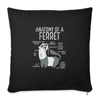 Anatomie Eines Frettchens - Sofakissenbezug 45 x 45 cm - Schwarz - Vorne