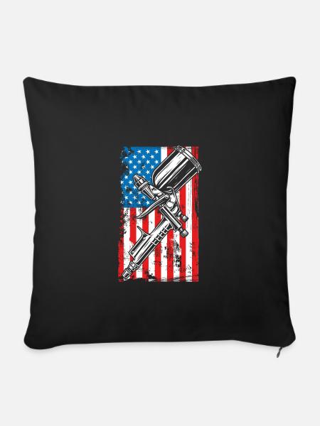 Amerika Autolackierer - Sofakissenbezug 45 x 45 cm - Schwarz
