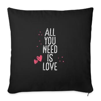 Tout ce dont vous avez besoin, c’est d’amour doux - Housse de coussin décorative 45 x 45 cm - noir - Devant