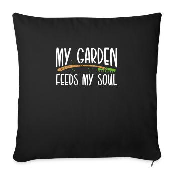 Mon jardin nourrit mon âme - Housse de coussin décorative 45 x 45 cm - noir - Devant