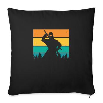 Ninja coloré japon - Housse de coussin décorative 45 x 45 cm - noir - Devant