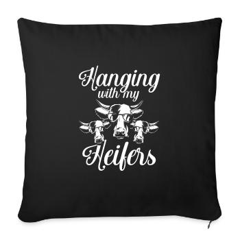 Hanging with my heifers - Sofa pillowcase 17,3'' x 17,3'' (45 x 45 cm) - black - Front