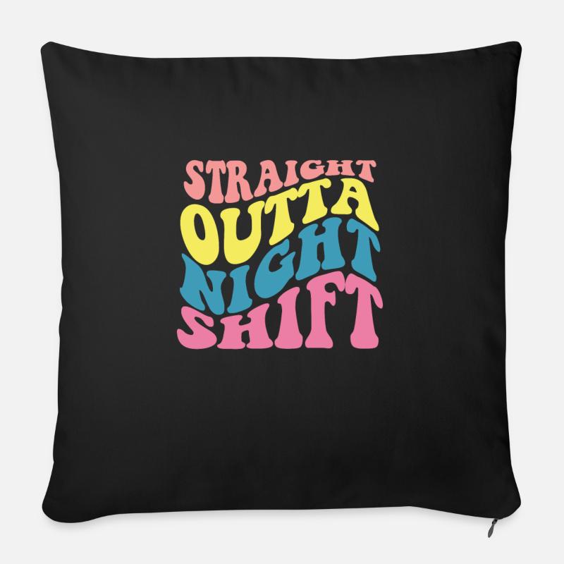 Directly from the night shift - Sofa pillowcase 17,3'' x 17,3'' (45 x 45 cm) - black