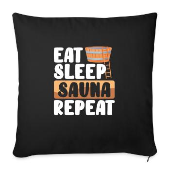Manger Dormir et répéter le sauna - Housse de coussin décorative 45 x 45 cm - noir - Devant