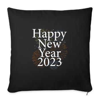 Feux d’artifice du Nouvel An 2023 - Housse de coussin décorative 45 x 45 cm - noir - Devant