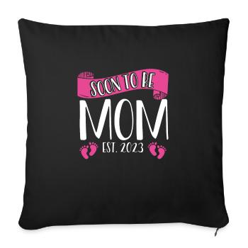 Bientôt maman 2023 - Housse de coussin décorative 45 x 45 cm - noir - Devant