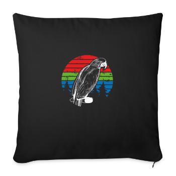 Perroquet soleil vintage - Housse de coussin décorative 45 x 45 cm - noir - Devant